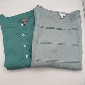 J. Jill Teal and Light Gray Dresses
